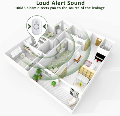 Water Leak Detector Sensor Alarm: Home Water Flooding Monitor Smart Sink Overflow Monitoring Adjustable Wet Moisture Alert Pipe Leakage Drip Detection Warning for Basement Floor