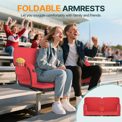 HOPERAN 25in Heated Stadium Seats for Bleachers, Dual Control, 2 PCS, Black | Independent Seat & Back 3 Level Heat (NO Battery), Soft Cushion, 6 Recliner, Anti-Slip, Side Pockets, Backpack Straps