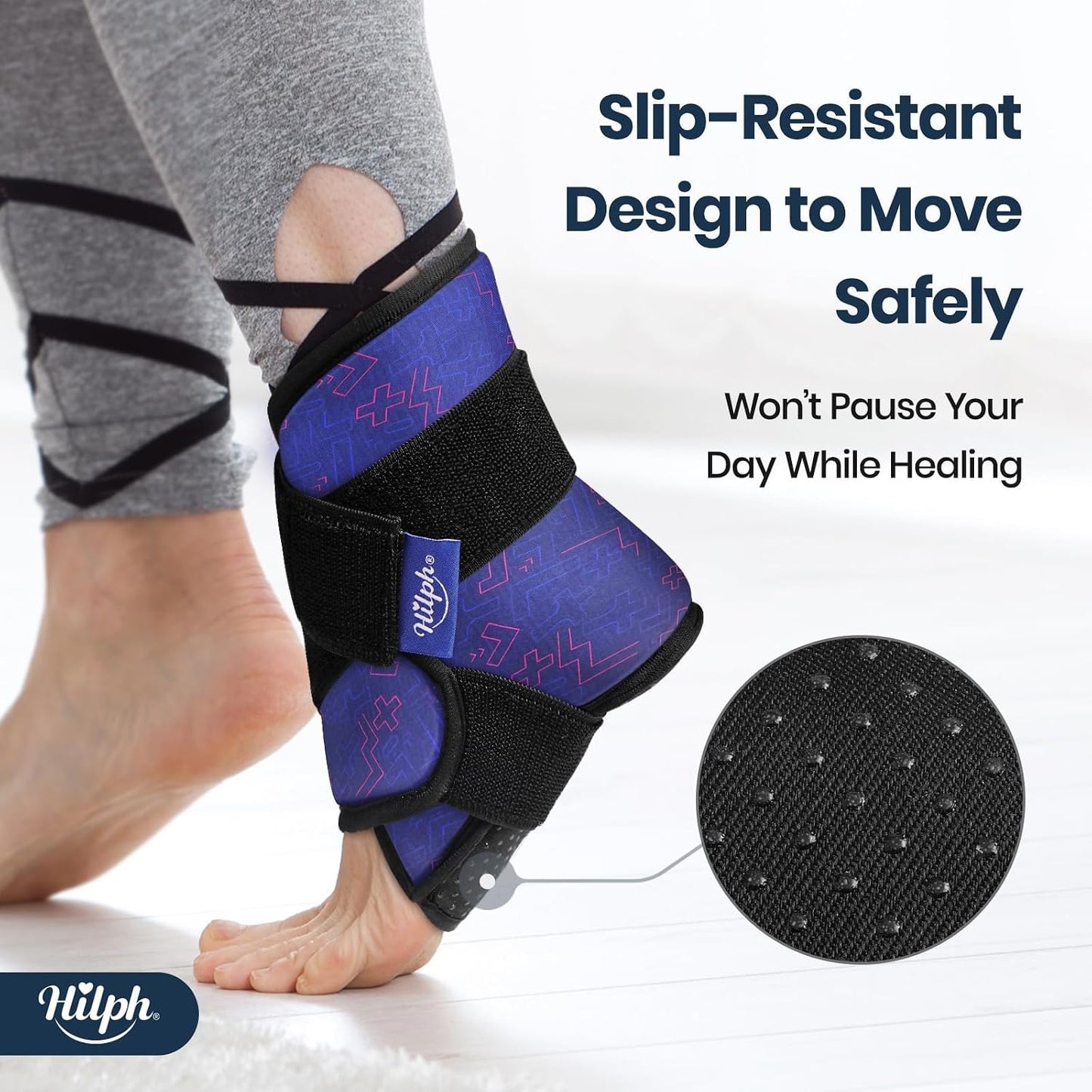Hilph Ankle Heel Ice Pack Wrap for Swelling, Achilles Tendonitis, Sprain | Longer Strap for Cold Compression Therapy, Flexible Gel Foot Ice Pack Wrap, for Ankle Surgery Recovery, Plantar Fasciitis