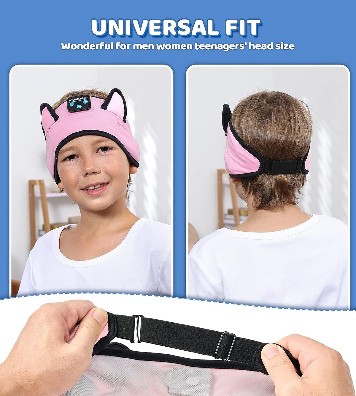 KIDSBAND Kids Bluetooth Headphones, Sleep Headband [Wireless & Wired Playback 2in1] Foldable Headphones for School/Travel/Tablet/Sleep