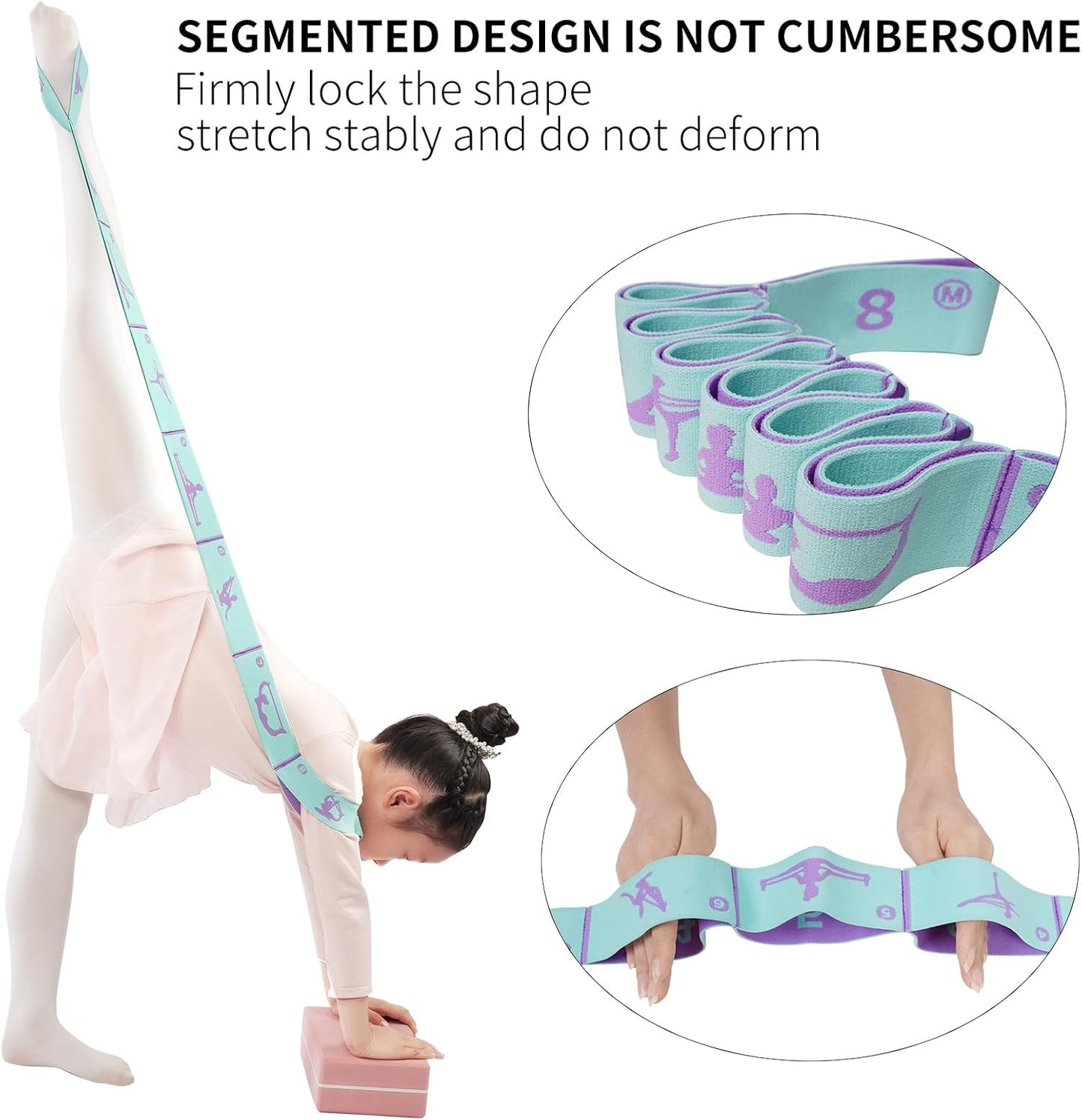8 Loops Stretching Strap for Kids, Extended Dance Stretch Band Elastic for Ballet & Gymnastics, Children's Resistance Bands for Flexibility Training, Dance Equipment for Girls