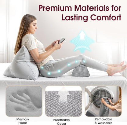 Knee Pillow for Back Sleeping Memory Foam Half Moon Bolster Pillow for Legs