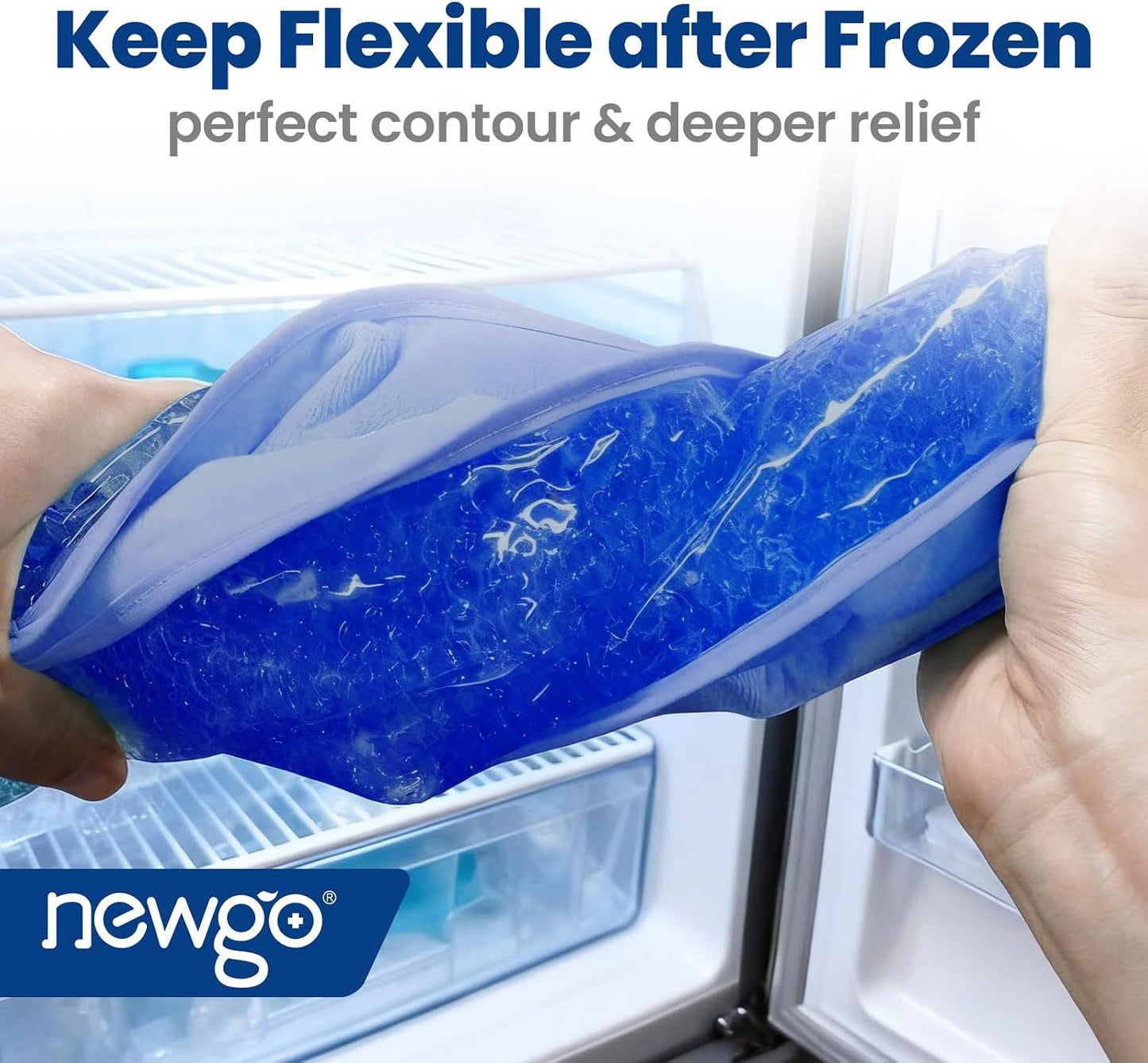 NEWGO Ice Pack for Neck Pain Relief, FSA Eligible, Blue | Double-sided Material, Neck Ice Wrap for Cervical Pain, Office Pressure, Sports Injuries, and Swelling, 24.8" x 4.13"