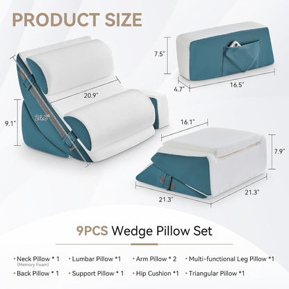 Yojoker Leg Elevation Pillows for Swelling, Memory Foam Wedge Pillow for Legs Blood Circulation, Leg Elevation Pillows for After Surgery, Knee Wedge Pillow for Sleeping Back Hip Ankles Relief