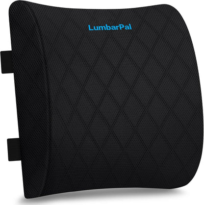 Lumbar Support Pillow for Office Chair, Back Support, Memory Foam, Grey | Improve Sitting Posture & Back Pain Relief. Lumbar Pillow Fits Office, Gaming & Car Chairs with Adjustable Dual Straps