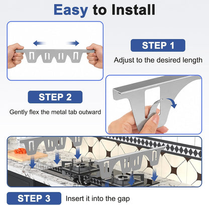 Stove Gap Covers Stainless Steel, Stove Gap Guard Between Stove and Counter | Heat Resistant Stove Gap Filler, Retractable Length 13.8" to 27.5", 0.79" W, Range Trim Kit for Oven Counter Side Gap-Silver