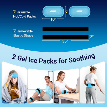 Comfytemp Gel Ice Packs for Injuries Reusable, FSA Eligible HSA, Hot Cold Compress Soft Ice Packs, Pain Relief for Ankles, Knees, Wrist, Shoulders, Back and More, Recovery Items for Men Women, 2Packs