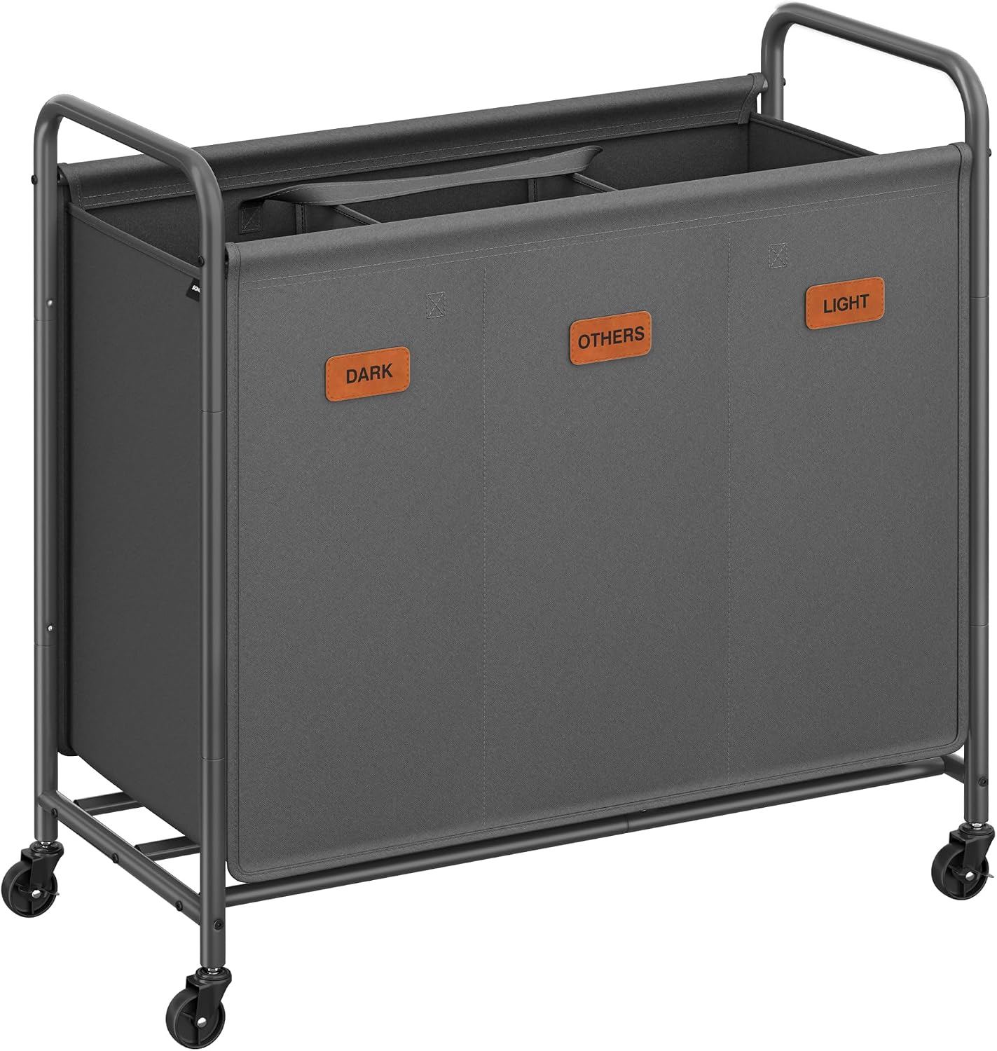 SONGMICS 2-Section Laundry Sorter, Laundry Hamper with Wheels, Rolling Clothes Hamper Cart with Large Capacity and Removable Bags, for Laundry Room, Bedroom, Bathroom, Ink Black URLS210B01 | Rolling Clothes Hamper Cart, Large Capacity, for Laundry Room,