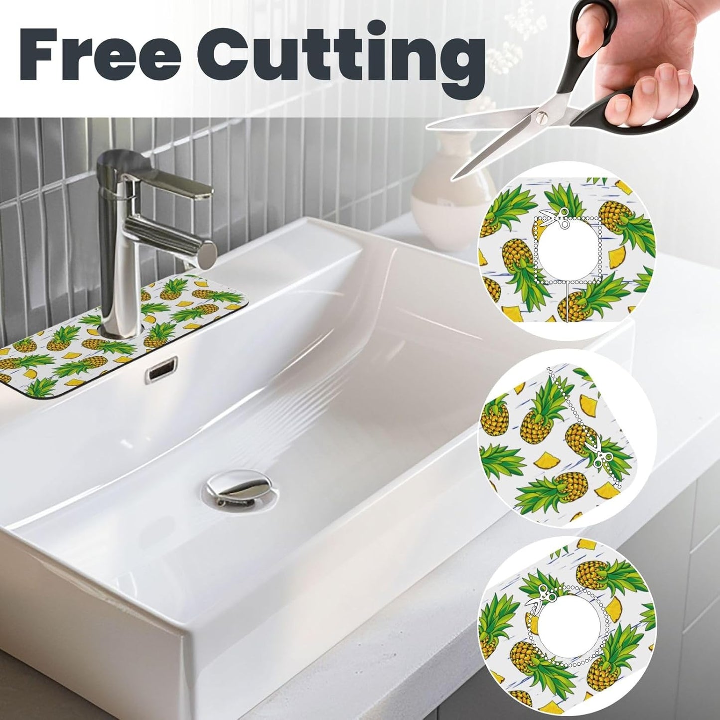 Wildflowers Floral Flower Kitchen Sink Splash Guard Faucet Mat Super Absorbent Fast Drying Mat Sink Gadgets-Fast Drying Pad Sink Mat For Kitchen Bathroom (15" X 5.5" )