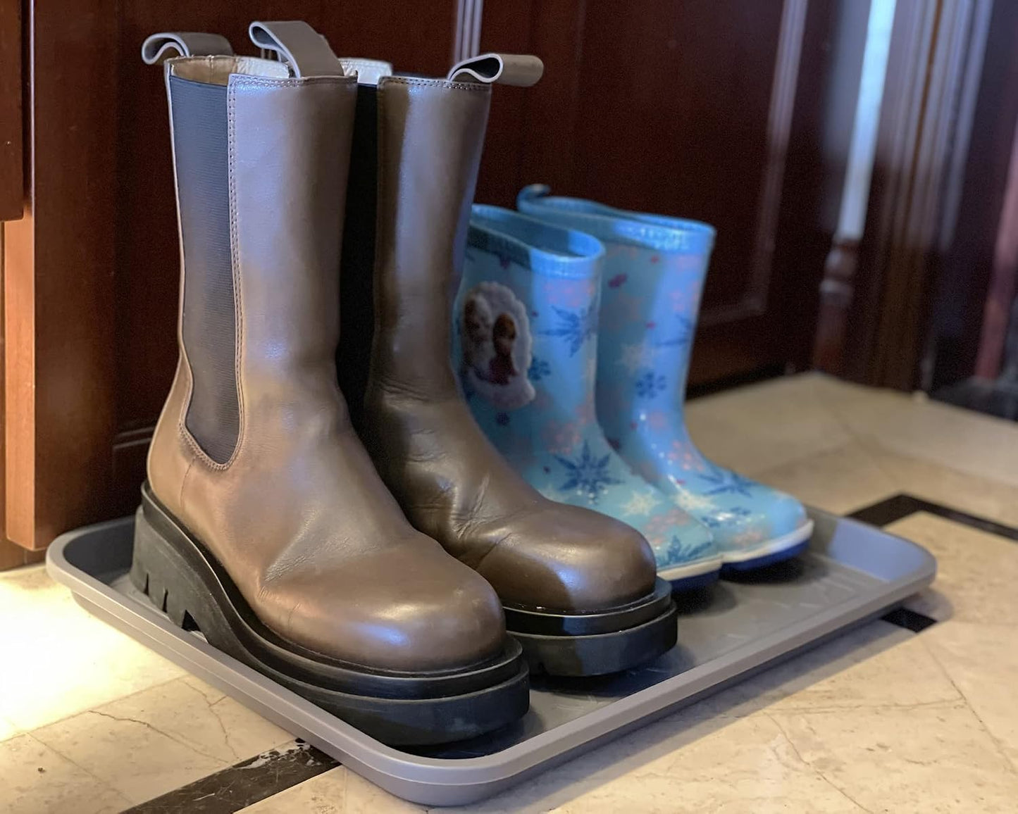 WATANIYA PET Boot Tray for Entryway Indoor, Heavy Duty Shoe Mat Tray 2 Packs, 16.7"x12.8" Waterproof Shoes Trays with Raised Edge, Outdoor Multi-Purpose Mats for Boots, Garden, Pets