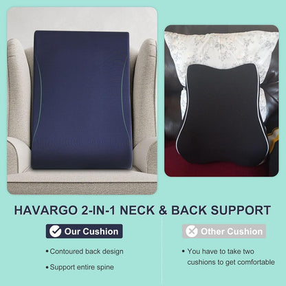 2-in-1 Neck Pillow Lumbar Support Pillow for Recliner Couch& Glider Chair - High Resilient Foam Ergonomic Back Support for High-Back Rocking Chairs, Glider Rocker Replacement Cushions Navy S