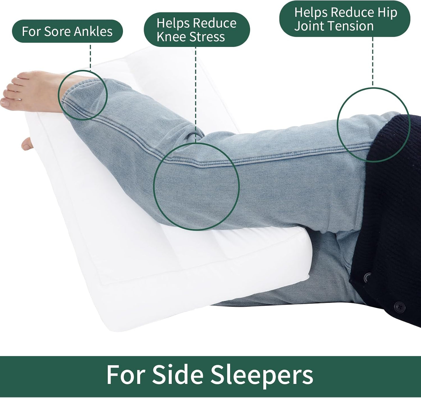 MABOZOO Knee Pillow for Side Sleepers Hip Pain,Between & Under Leg Pillows for Sleeping Side Sleeper,Down Alternative Pillow for Knee & Ankle Support,Sciatica & Back Pain Relief,Pregnancy Support