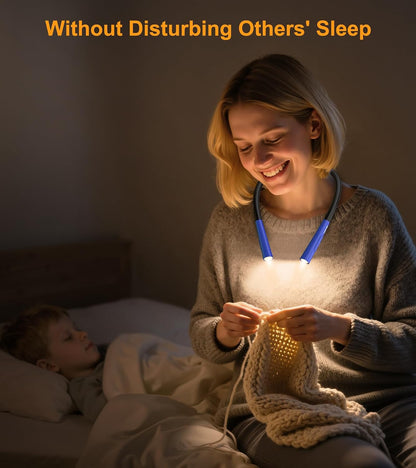 Gritin Book Light, Eye Caring 4-Color&5-Brightness Neck Light Reading Light | Stepless Dimming, 30-min Timer, 80+ Hrs Runtime, Bendable Round Neck Design, Lightweight for Reading, Knitting, Repairing