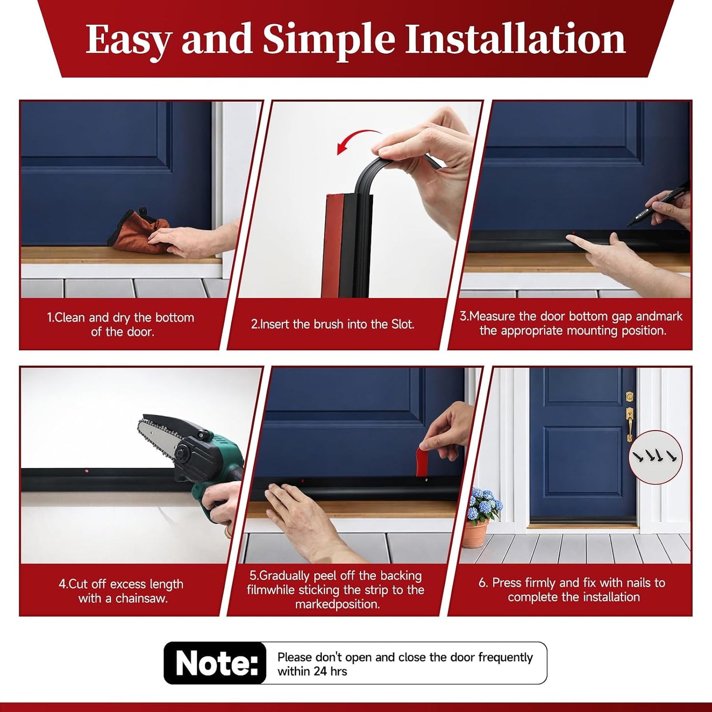 2 Pack Door Draft Stopper, Cuttable Weather Stripping Door Seal 36” Length, Strong Adhesive Aluminum Door Sweep for Exterior and Interior Doors (Silver)