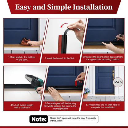 2 Pack Door Draft Stopper, Cuttable Weather Stripping Door Seal 36” Length, Strong Adhesive Aluminum Door Sweep for Exterior and Interior Doors (Silver)