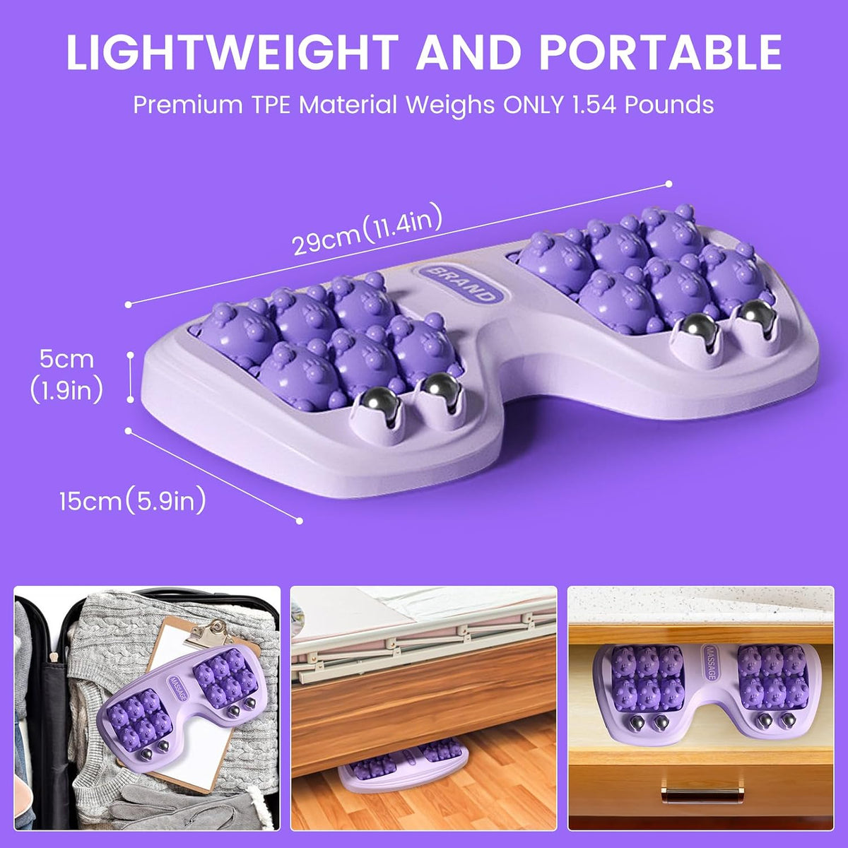 Foot Massager Roller for Plantar Fasciitis Relief, Dual Foot Acupressure Therapy for Pain Relief, Stress Relief and Improved Circulation, Portable Reflexology Tool for Home and Office Use