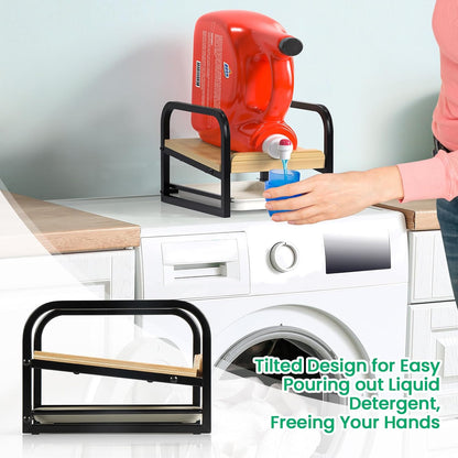 Laundry Detergent Holder Stand, Liquid Detergent Dispenser Shelf Organizer with Cleanable Drip Tray, Liquid Holder Stand Catcher for Laundry Room Organization and Storage (Flat-BlackWhite)