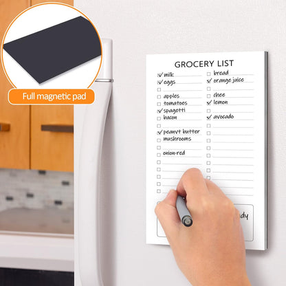 Grocery List Magnet Pad for Fridge, 2 Pack Magnetic Notepads for Refrigerator, Magnetic Grocery List Pad for Fridge, Full Magnet Back Shopping Lists, 60 Sheets Per Note Pads