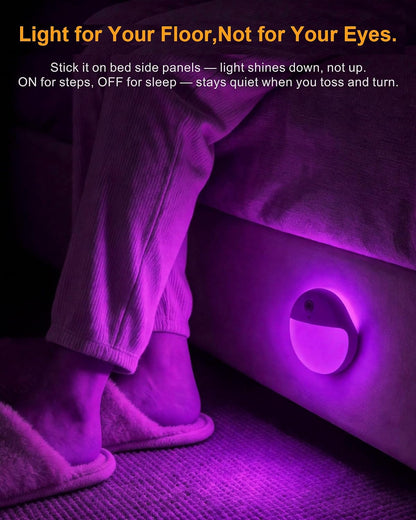 Small Motion Sensor Amber Night Light Battery Operated, Toilet Light | 2 Pack, 3 Modes, Dimmable 1-15lm, Dim Light Soft Glow, No Plug, Wireless Stick on Light for Bedroom, Sleep, Bathroom, Kids
