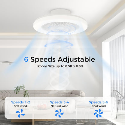 18.9" RGB Flush Mount Ceiling Fan with Light, 6 Speeds 3 Colors | Indoor Ceiling Fan · RGB+3CCT Dimmable · App/Remote Control · Quiet DC · 6-Speed Reversible · Flush Mount 18.9" · Kids Room