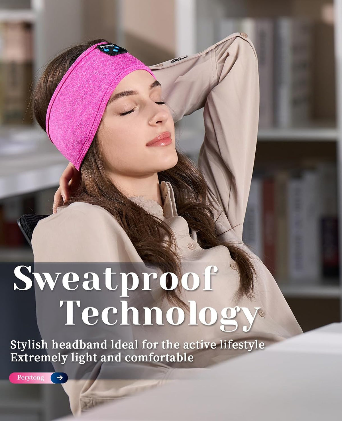 Perytong Sleeping Headphones Bluetooth Headband, Soft Long Time Play Sleeping Headsets with Built in Speakers Perfect for Workout,Running,Yoga,Travel, Darkgray