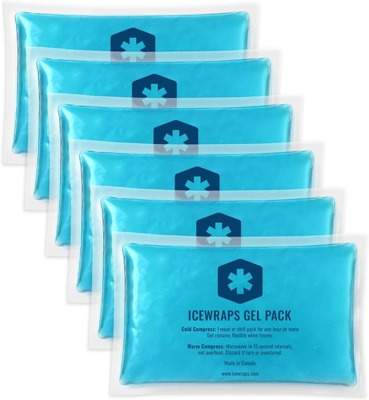ICEWRAPS Reusable Ice Packs Compact 3 x 5 in, Soft Cooling, Pack of 6