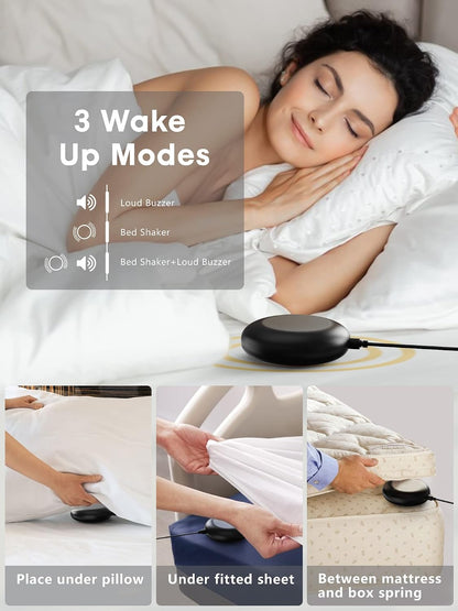 PPLEE Extra Loud Vibrating Alarm Clock with Bed Shaker