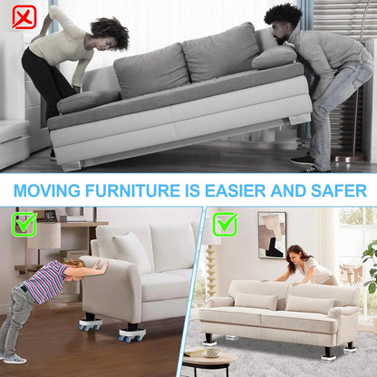 New Upgrade Furniture Sliders: Furniture Movers with Wheels & Groove | Furniture Dolly with 360° Rotatable Wheels - Appliance Roller for Moving Heavy Sofa Bed - Load Capacity Up to 750lb
