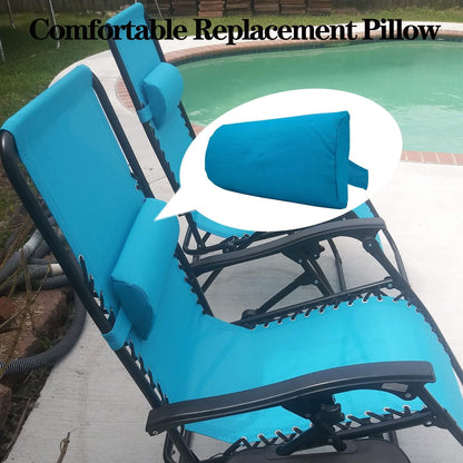Zero Gravity Chair Set of 2 Replacement Pillow Headrest with Elastic Band, Universal Soft Removable Padded Cushion Head Pillow for Zero Gravity Lounge Chair, Folding Patio Lawn Recliner Chairs, Blue