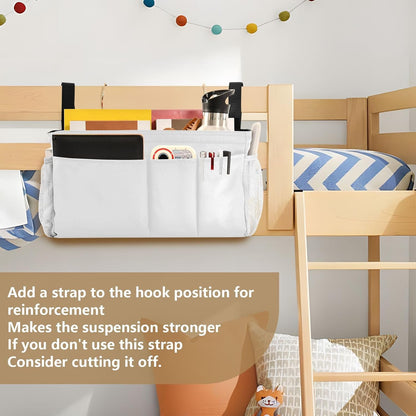 Black Bedside Caddy Storage Bag Bedside Organizer for Bed Rails College Dorm Room Organizer Caddy Hanging Shelf 6 Pockets with Hooks for Drinks Magazine Phone Holder