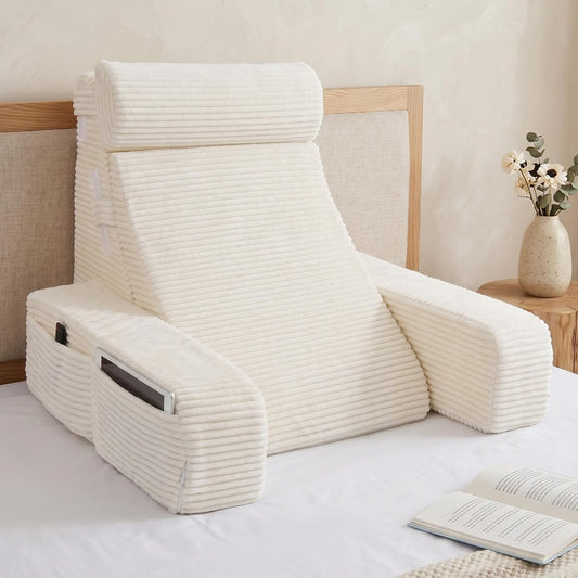 Vekkia 21" Reading Pillow for Adults with Armrests and Adjustable Backrest