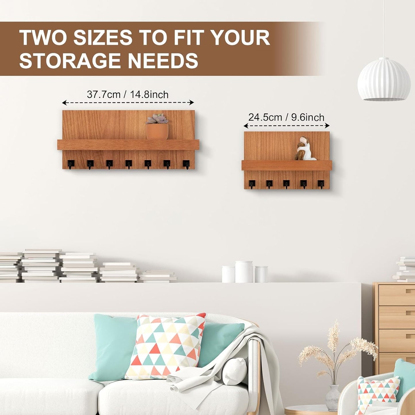 Key Holder for Wall, Decorative Key Holder with Shelf | Key and Mail Holder Wall Mount, Farmhouse Decor with 5 Key Hooks for Keys, Coats, ect.