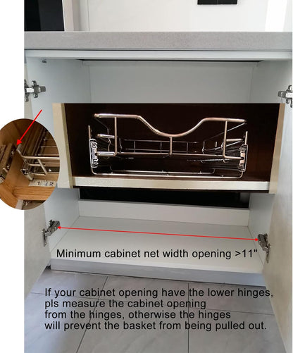 DINDON 1 Tier Pull Out Cabinet Organizer (20" W x 18" D) Heavy-Duty Metal Sliding Drawer Shelf, Slide Out Wire Basket for Kitchen Cabinets, Pantry, Bathroom, Chrome Finish…