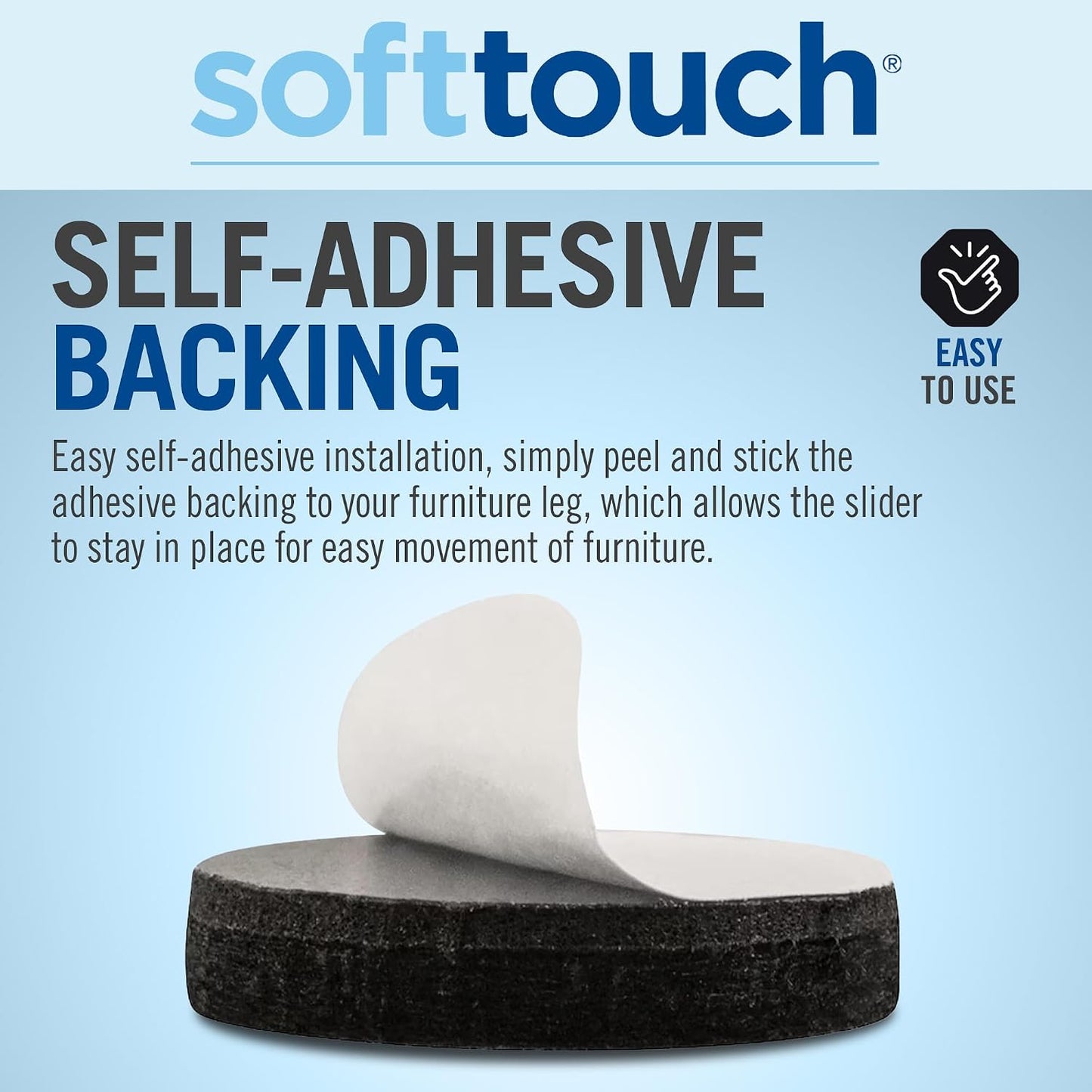 SoftTouch 1.5" Round Reusable Felt Furniture Sliders for Hard Surfaces, Noise-Reducing Adhesive Furniture Moving Pads for Beds, Sofas, Dressers, Set of 24, Beige