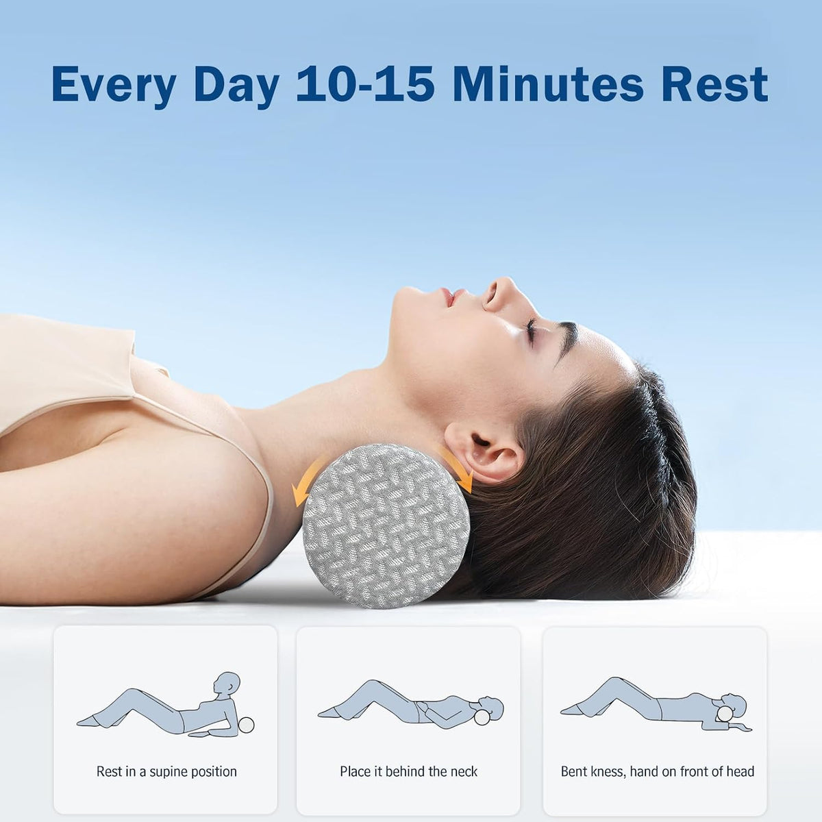 Cervical Neck Roll Pillow, Foam Round Bolster Pillow, Cylinder Pillows with Removable Washable Cover for Sleeping, Bed, Legs, Back, Yoga, Travel, Home, Office (Gray Style 1, 4inch H X 17inche L)