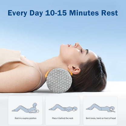 Cervical Neck Roll Pillow, Foam Round Bolster Pillow, Cylinder Pillows with Removable Washable Cover for Sleeping, Bed, Legs, Back, Yoga, Travel, Home, Office (Gray Style 1, 4inch H X 17inche L)