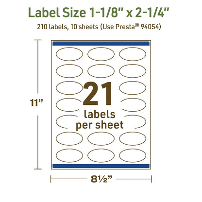 Avery Dissolvable Oval Labels, Sure Feed Technology, 1-1/8" x 2-1/4", Matte White, Print-to-The-Edge, Laser/Inkjet Printable, 105 Labels Total