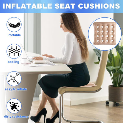 2-Pack Inflatable Waffle Cushion for Pressure Relief, Wheelchair Cushion for Pressure Redistribution, Portable Air Seat Cushions for Office Chair Car Seat, Breathable Seat Pad, Includes 1 Air Pumps