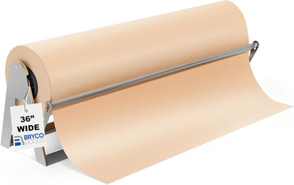 Bryco Goods 18 Inch Butcher & Kraft Paper Roll Dispenser and Cutter | Heavy-Duty Steel Frame, Sharp Blade, Wall Mountable, Tabletop, Non-Slip Rubber Feet, One-Hand Operation, Holds 1000ft Rolls
