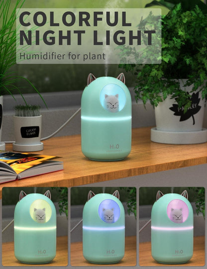Cool Mist Humidifier,300ml Mini Humidifiers with Night Light,Waterless Auto-Off Air Humidifier,20dB Quiet Humidifiers for Bedroom,Car, Plant for Girl Boy