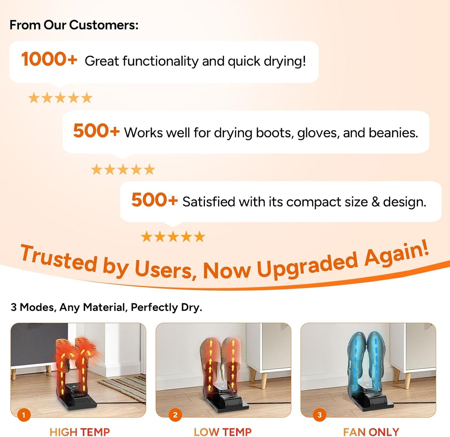 DR.PREPARE Boot Dryer Shoe Dryer, Glove & Boot Warmer with Heat Blower, Adjustable Rack & Timer for Shoes, Gloves, Hat, Socks