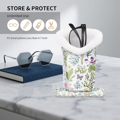 Plush Lined Eyeglasses Holder, Cute Glasses Stand for Women Kids - Colors B