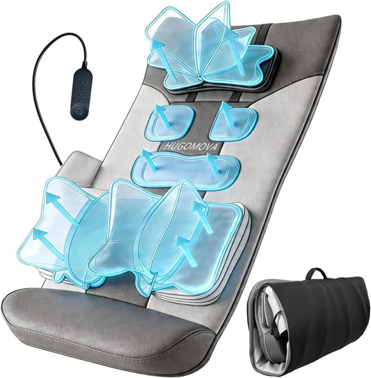 Full Body Stretching Massage Mat with Airbags | Body Discomfort Soothing & 3D Lumbar Stretch | Warm Care for Neck, Back, Waist, Hip | 7 Massage Modes, Portable & Foldable for Home Office Travel