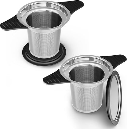 304 Stainless Steel Tea Infuser for Loose Leaf Tea Steeper | Extra Fine Mesh Large Tea Strainers & Filters with Food Grade Silicone, Tea Diffusers for Loose Tea, Cup, Mug, Teapot