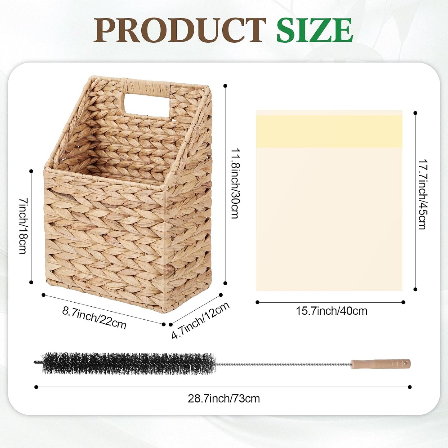 Magnetic Lint Bin Box for Laundry Wicker Storage Organizer Includes Wicker Storage Basket Drawstring Trash Bags Dryer Lint Brush 2 Magnetic Hooks for Laundry Room Home Saving Space