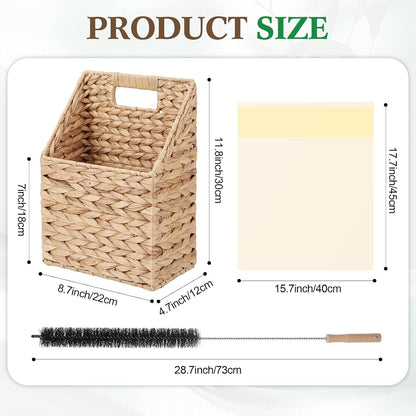 Magnetic Lint Bin Box for Laundry Wicker Storage Organizer Includes Wicker Storage Basket Drawstring Trash Bags Dryer Lint Brush 2 Magnetic Hooks for Laundry Room Home Saving Space