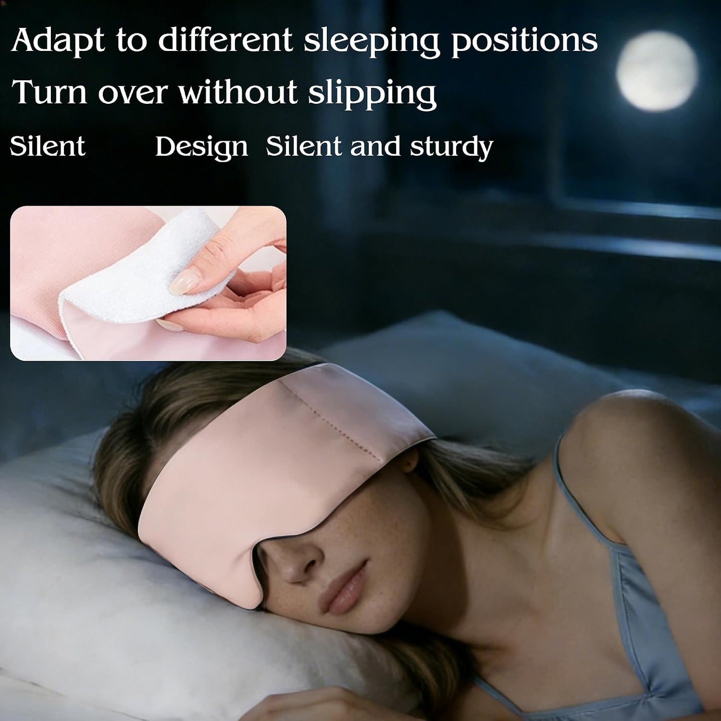 Weighted Sleep Mask for Side Sleepers, 100% Blackout Eye Mask for Sleeping with Adjustable Strap, Dual-Sided Cooling Silk & Warm Cotton Blindfold, Zero Pressure Eye Cover for Travel, Nap & Yoga