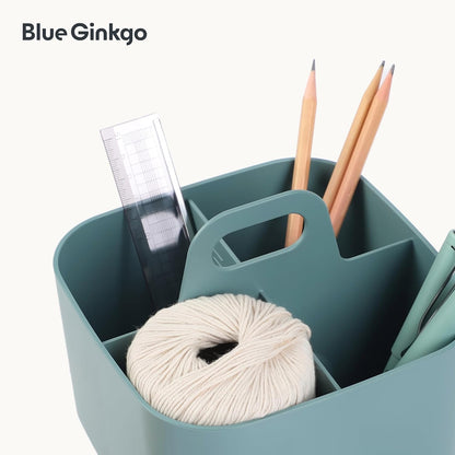 BLUE GINKGO Stackable Organizer Caddy, Rectangle, White, Made in Korea | Portable. Adjustable. Home, Office & School Storage.