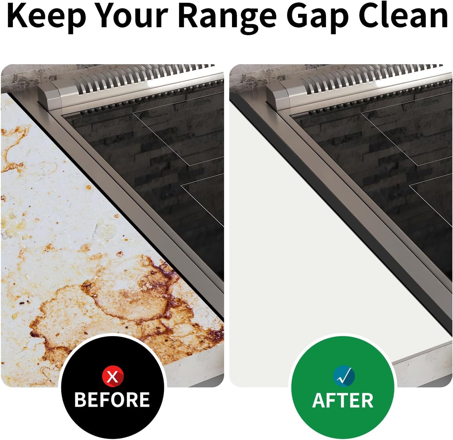 Stove Gap Covers,Stove Gap Filler, Range Trim Kit, Stove Gap Guards, Heat Resistant and Easy to Clean （Aluminum Black 23.4 in.）