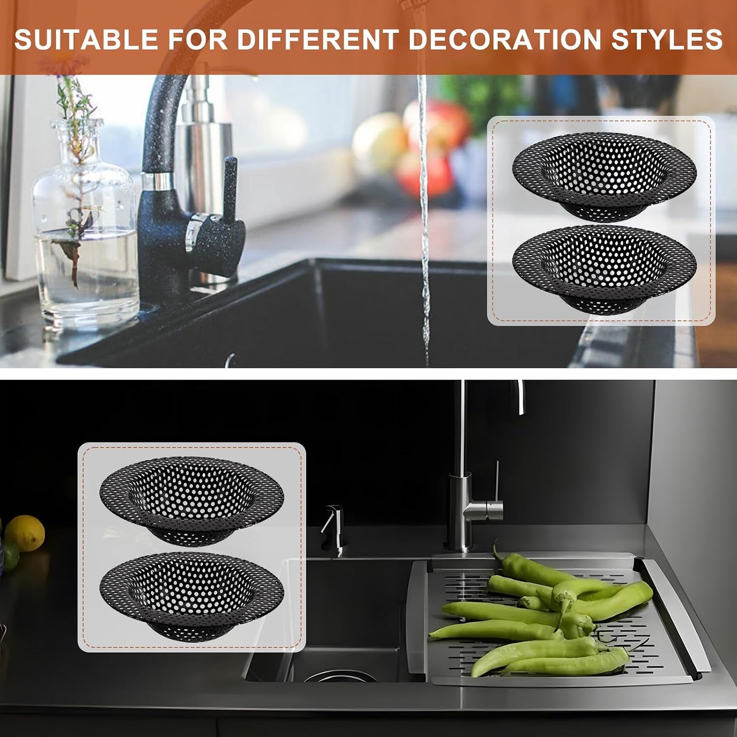 2 pcs Heavy Duty Stainless Steel Slop Basket Filter Trap, 2.75" Top / 1" Mesh Metal Sink Strainer,Perfect for Kitchen Sink/Bathroom Bathtub RV Wash Basin Floor Drain Balcony Drain Hole